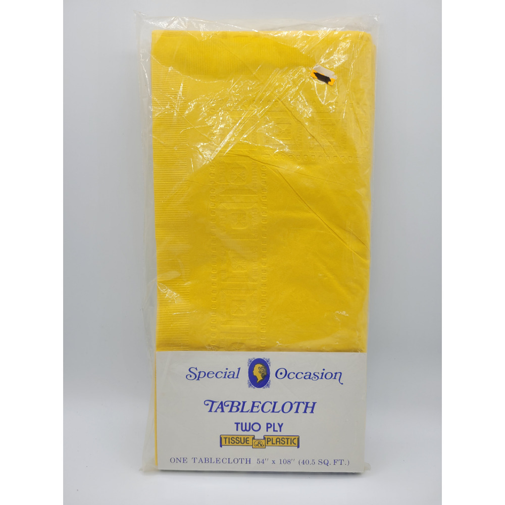 Vintage Special Occasions Tablecover 2‎ Ply Yellow 54 x 108 New in Package.